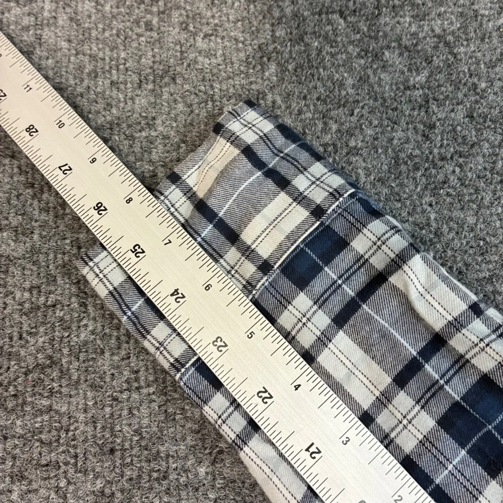 Banana Republic Mens Luxe Flannel Shirt Navy Blue Plaid Untucked Slim Fit Medium